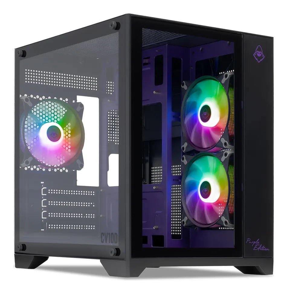 Gabinete Gamer Mancer Cv100 Purple Ed Lat De Vidro Com 3 Fans 🖥️🎮