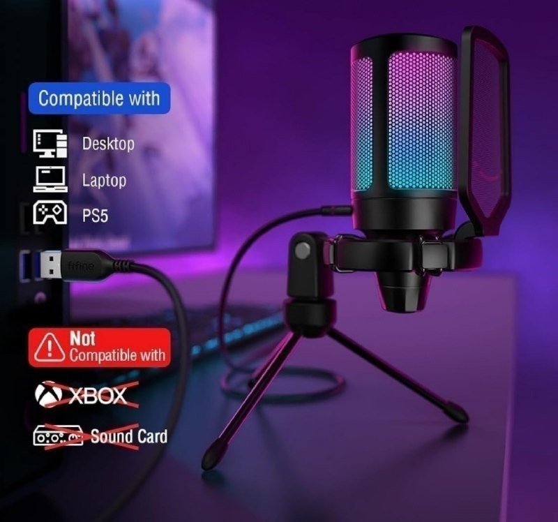 FIFINE Microfone USB Para Jogos Para PS5 PC 🛒🎮🎙️