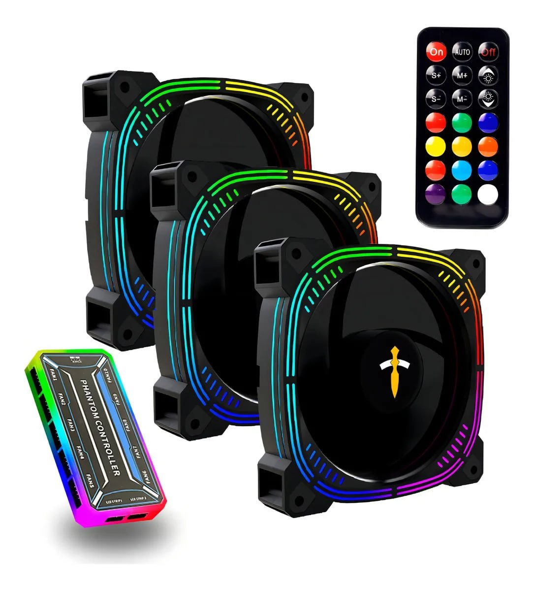 3 Fans RGB Cooler com Controladora 🖥️🌀