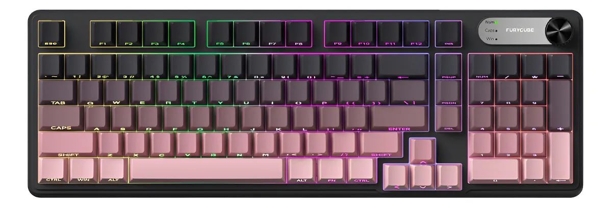 Teclado Gamer Com Fio Furycube Preto/rosa 🎮⌨️