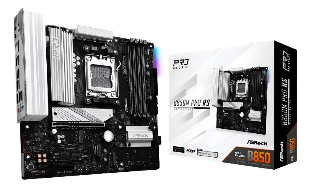 Placa Mãe Asrock B850m Pro Rs Am5 4xddr5 Chipset B850 Matx Preto 🖥️