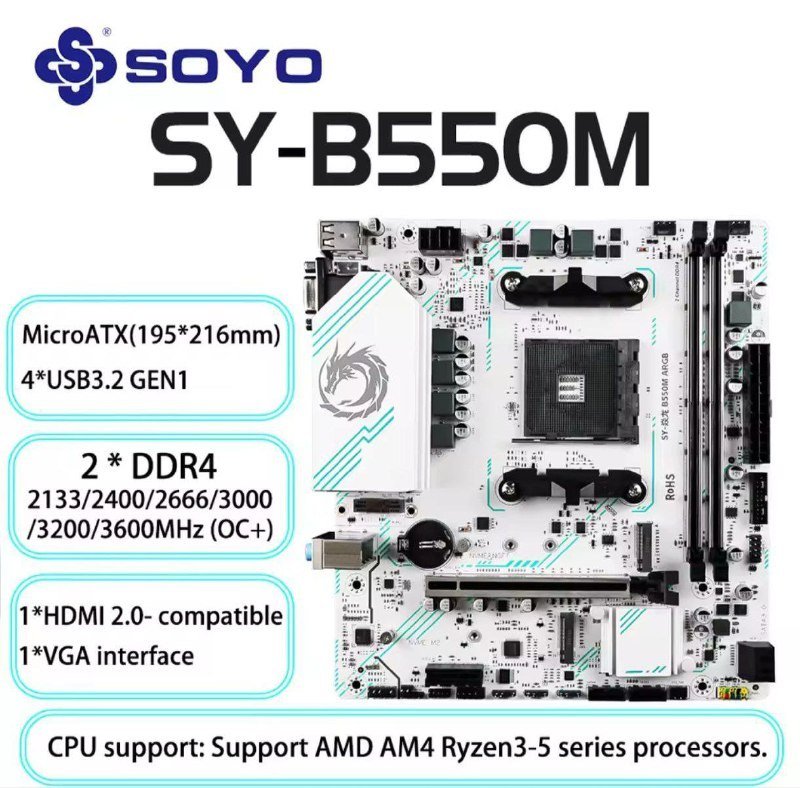 B550M SOYO BRANCA PCIE 4.0 2X NVME 🖥️💻