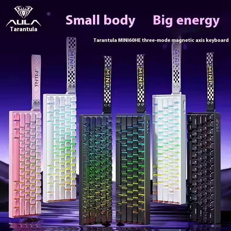 Teclado Sem Fio Magnético Aula Mini 60hz, 0,01mm, 8000hz, tri-mode, Sem RGB 🎮⌨️