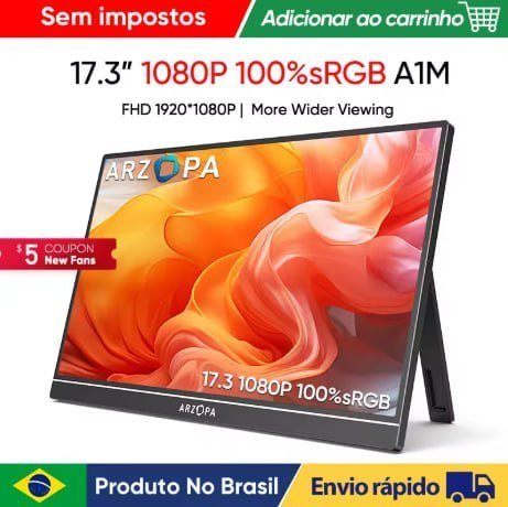 ARZOPA 17.3inch 1080P FHD 100% sRGB Portable Monitor,16:9 IPS 🖥️