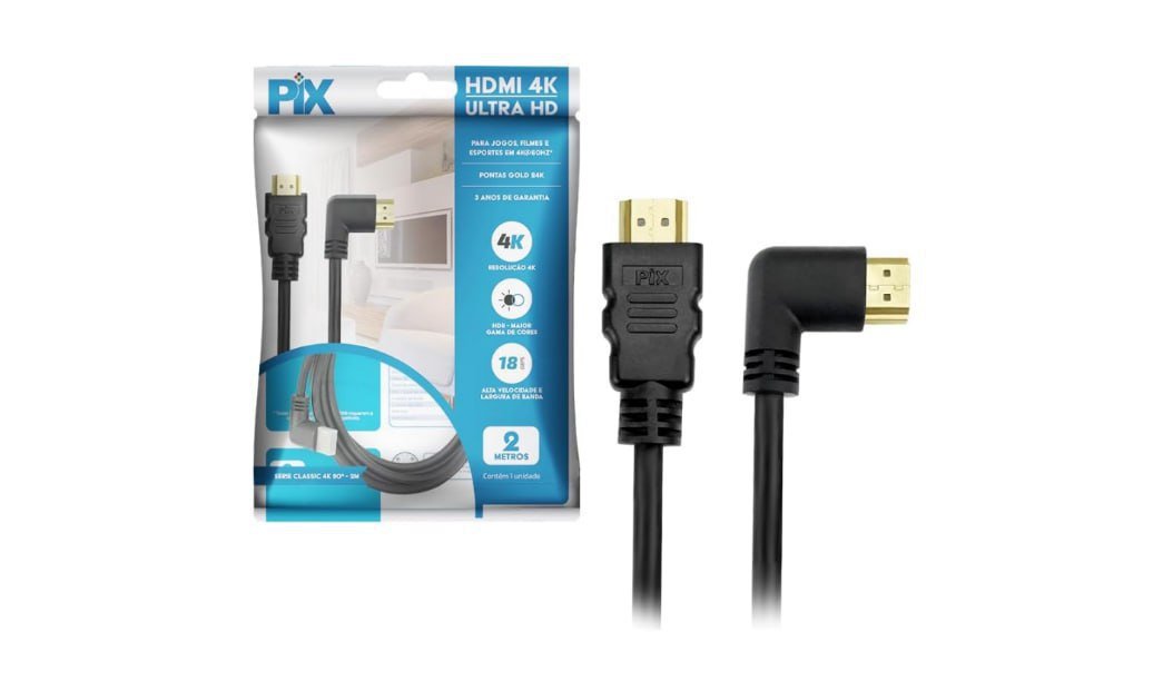 Cabo Hdmi 2.0 4K HDR 19P 2M Pix Gold, Preto