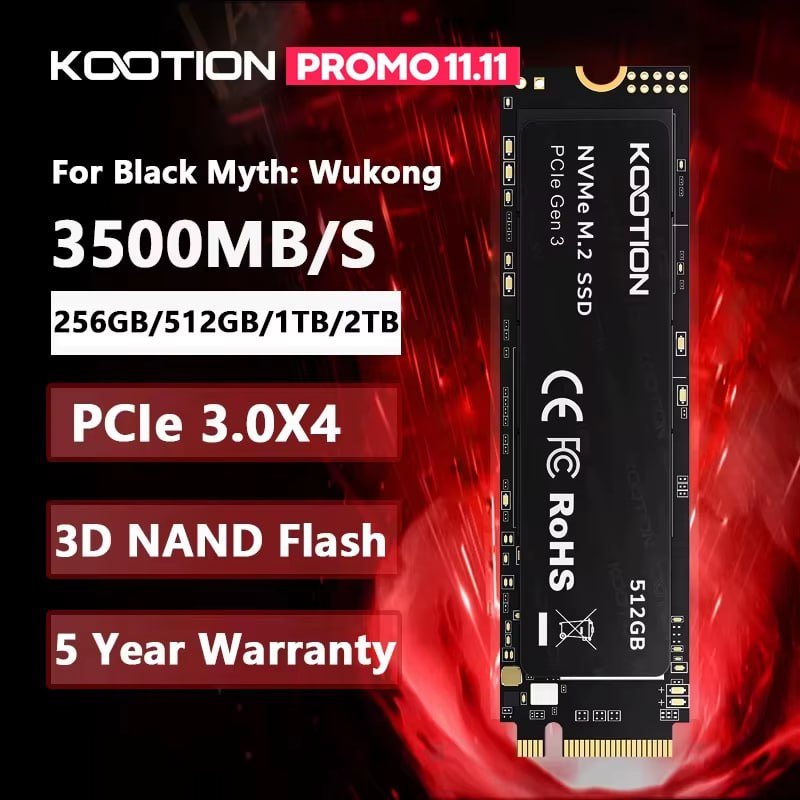 SSD 256GB NVME KOOTION 3500MB/S 🇧🇷