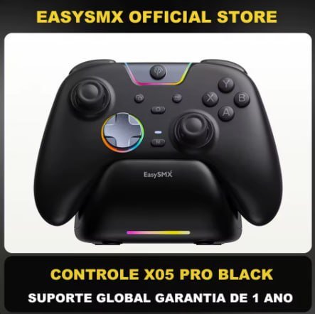Controle Sem Fio EasySMX X05 Pro RGB, Hall Effect, Botões Programáveis, Conexão Tri Mode 🎮
