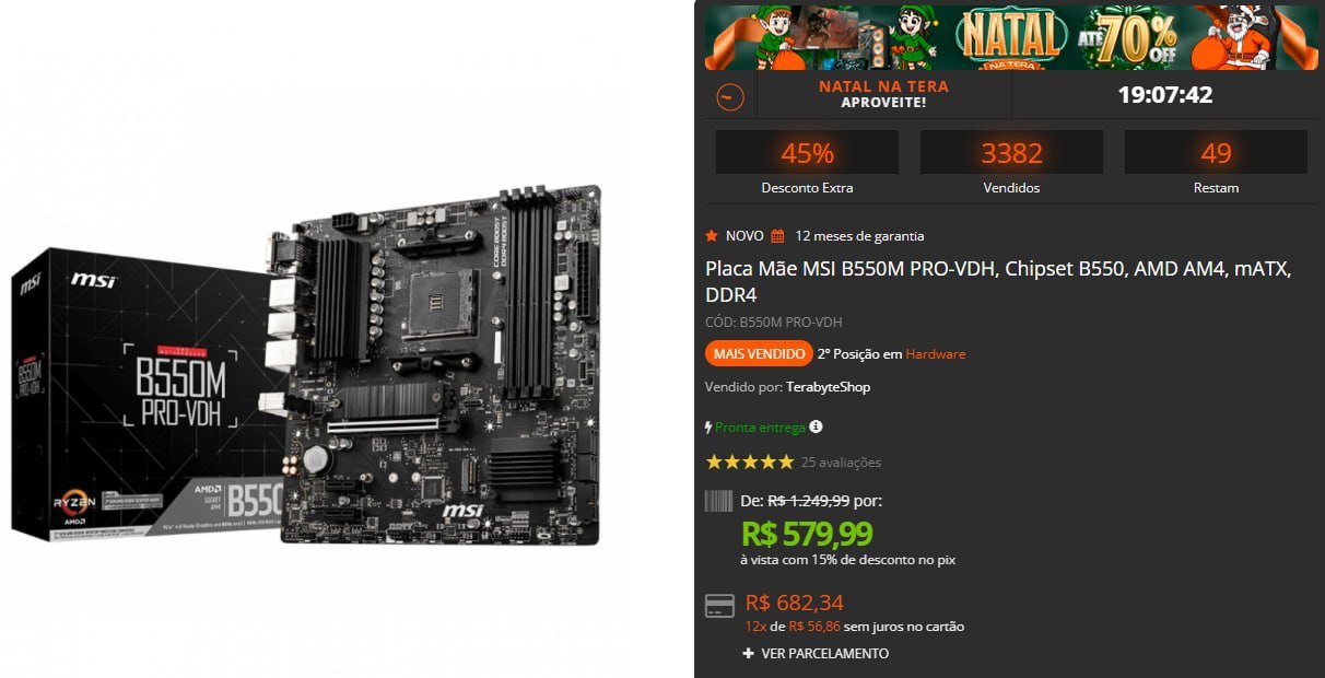 Placa Mãe MSI B550M PRO-VDH, Chipset B550, AMD AM4, mATX, DDR4 🖥️🛒