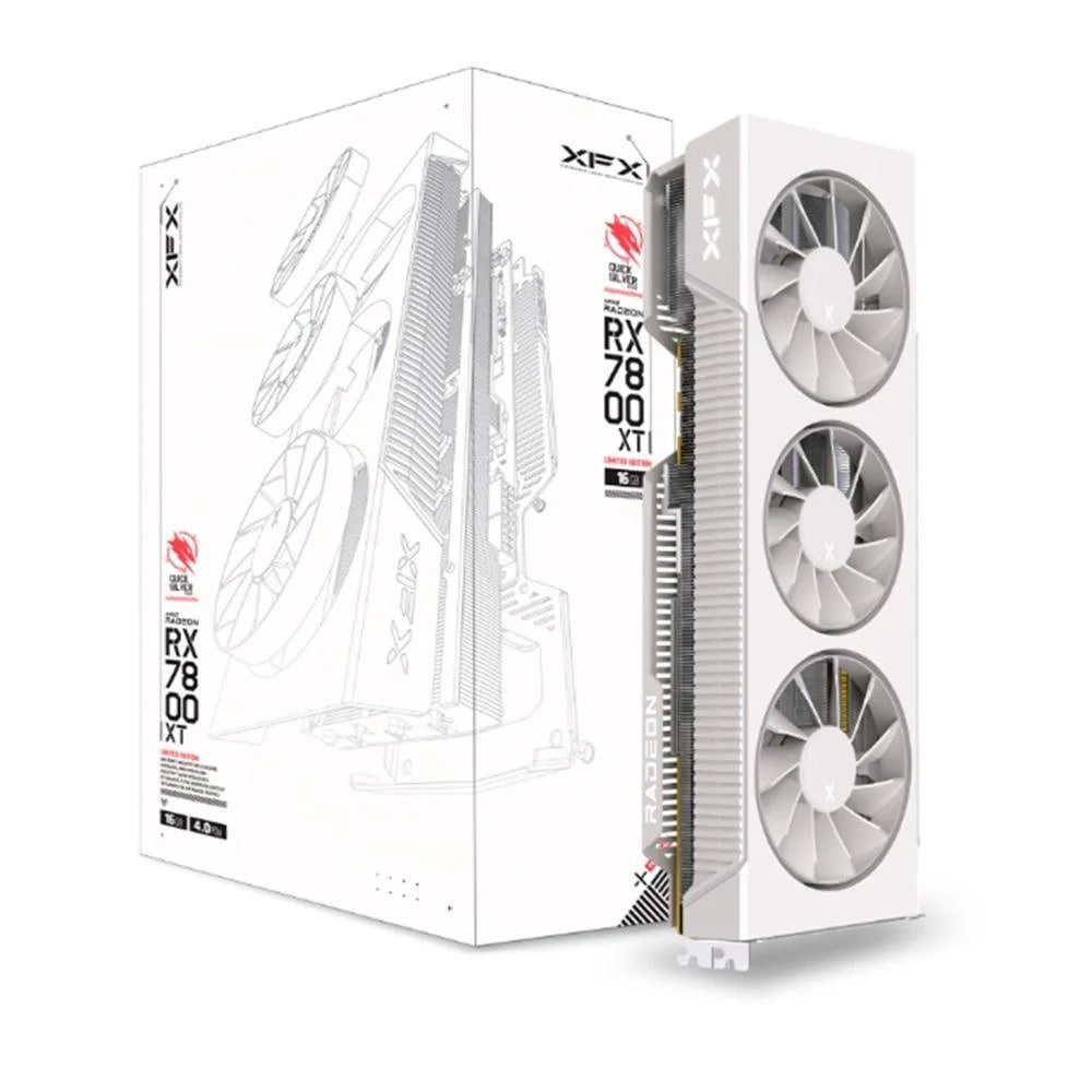 Placa de Vídeo RX 7800 XT Magnetic Air Gaming Graphics Card with XFX Qicksilver White AMD Radeon, 16GB 🖥️🎮