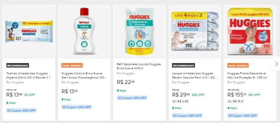 🎟️ 20% OFF em Huggies