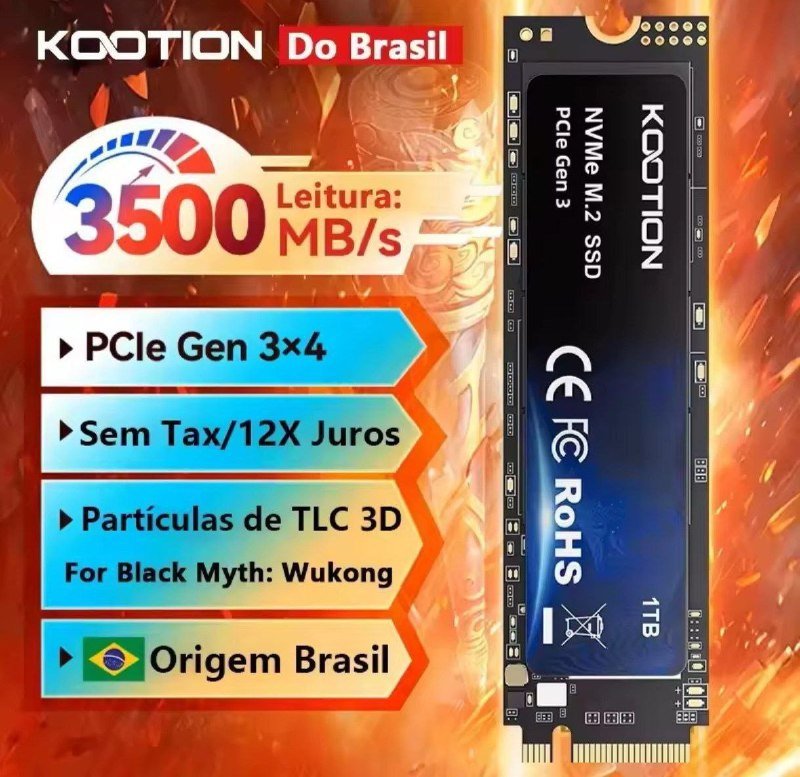 SSD Nvme Kootion 512GB 3500mb/s Gen3 🇧🇷 No Brasil 🛒