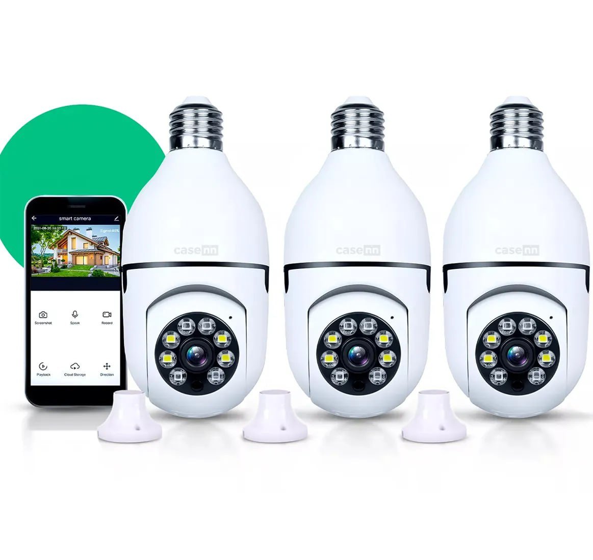 Kit 3 Câmera Lâmpada De Segurança IP Wifi Com Visão Noturna Interna Externa App Yoosee Espiã 360º Cor Branco Casenn 🛒
