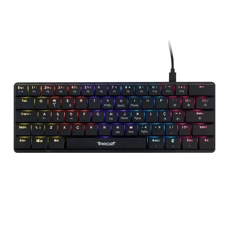 Teclado Mecânico TGT Sherman LP60, Rainbow, ABNT2, Switch Azul, Preto 🛒⌨️