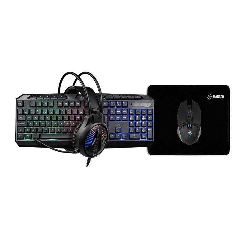 Combo Gamer Mancer Orc V2 4x1, Rainbow, Teclado Abnt2 🛒🎮