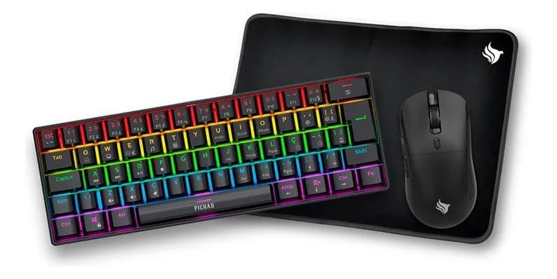Combo Gamer Pichau Netuno Light 3x1 Rainbow Teclado Mecânico 🎮🖱️⌨️