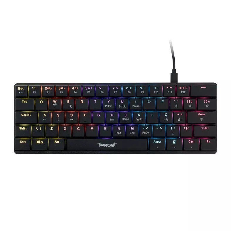 Teclado Mecânico TGT Sherman LP60, Rainbow, ABNT2, Switch Azul, Preto 🛒⌨️