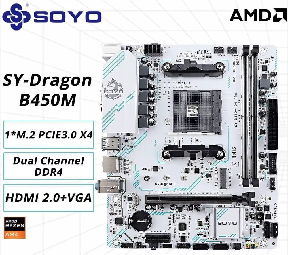 Placa Mãe Soyo B450M AM4