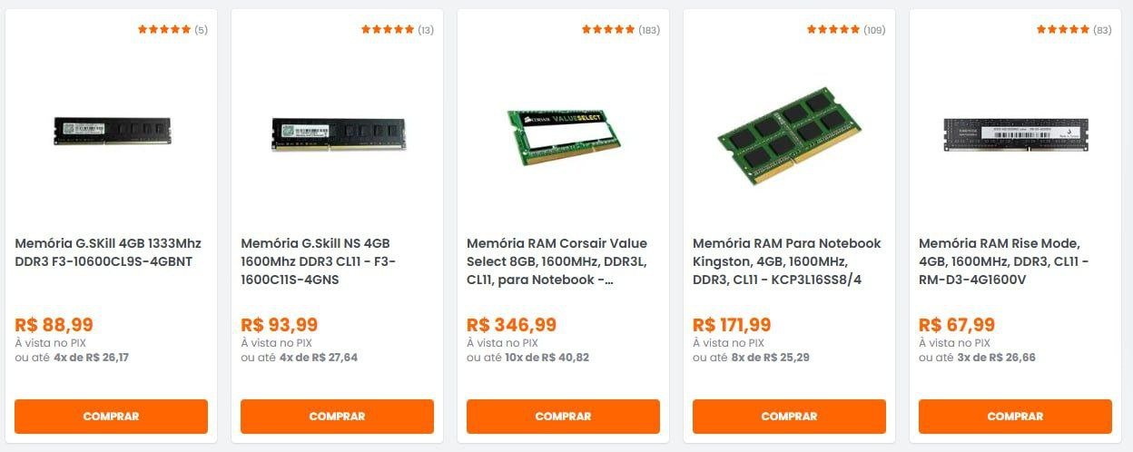 Cupom KaBuM em Memórias RAM Selecionadas - 15% OFF 🛒💻