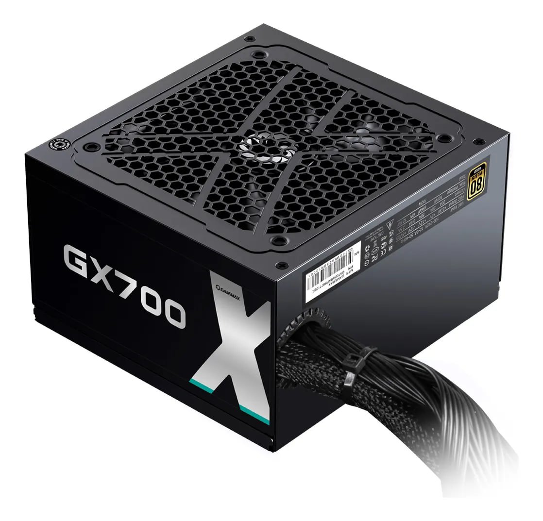 Fonte de alimentação Gamer 80 Plus Gold Modelo GX700 BK Cor Preta Marca Gamemax 🖥️🔌