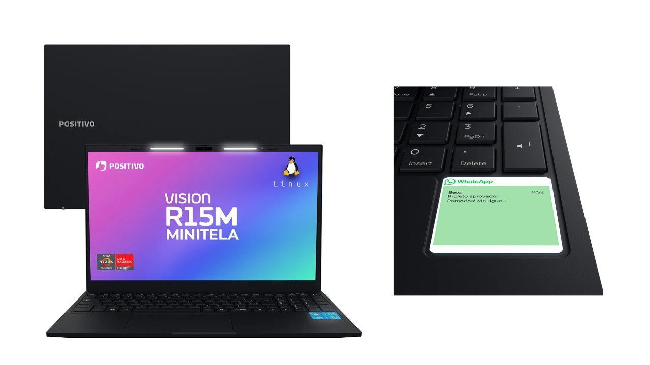 Notebook Positivo Vision R15m AMD Ryzen 5-5625U Linux 8GB RAM 256GB SSD Wi-Fi 6 Tela 15 Full HD IPS Antirreflexo - Minitela - Permite Upgrade de Memória RAM e SSD 💻