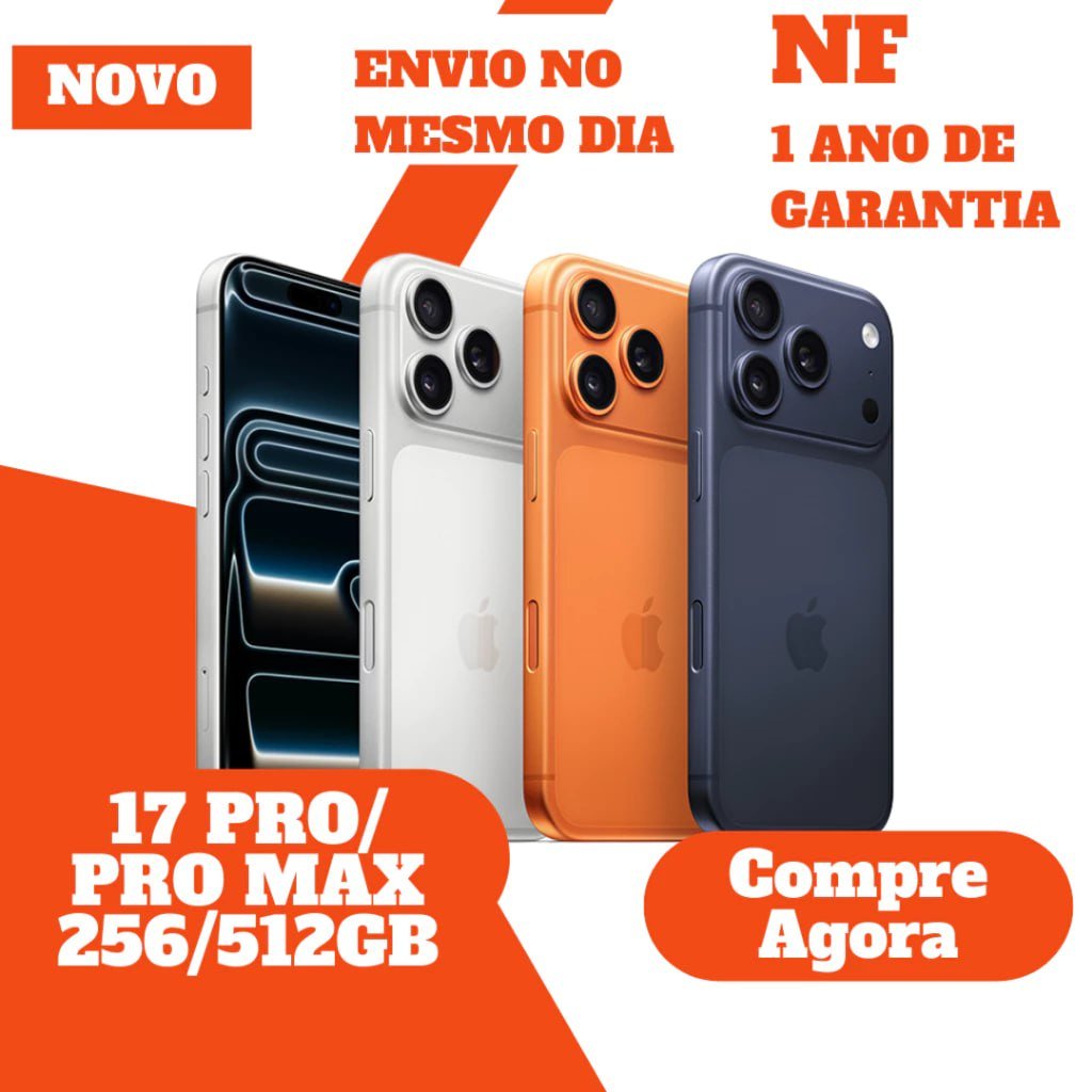 IPHONE 17 PRO MAX (256 GB) - Lacrado, 1 ano de garantia - Cor LARANJA 🍊