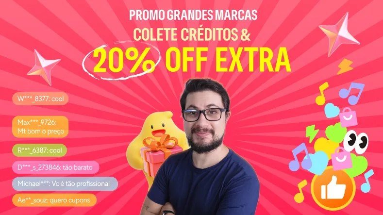 vou estar AO VIVO no app do AliExpress trazendo cupons exclusivos e créditos pra coletar direto na live e, claro, muita dica boa!