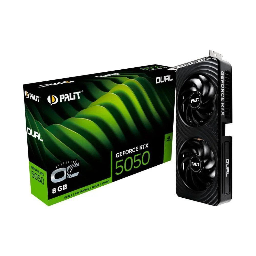 Placa de Vídeo Palit RTX 5050 Dual OC NVIDIA Geforce, 8GB, GDDR6, 2647 MHz, DLSS, Ray Tracing 🛒