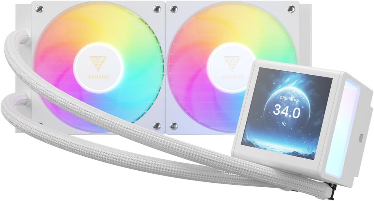 Water Cooler Gamdias Chione P5-240 WH Branco RGB com Tela IPS LCD 3.4” 240mm 💻❄️